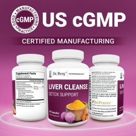 Dr. Berg Liver Cleanse Detox Capsules w/Unique Blend of Milk Thistle, Ox Bile & Folate - Liver Supplement Includes Turmeric, Black Pepper & Choline - 60 Capsules