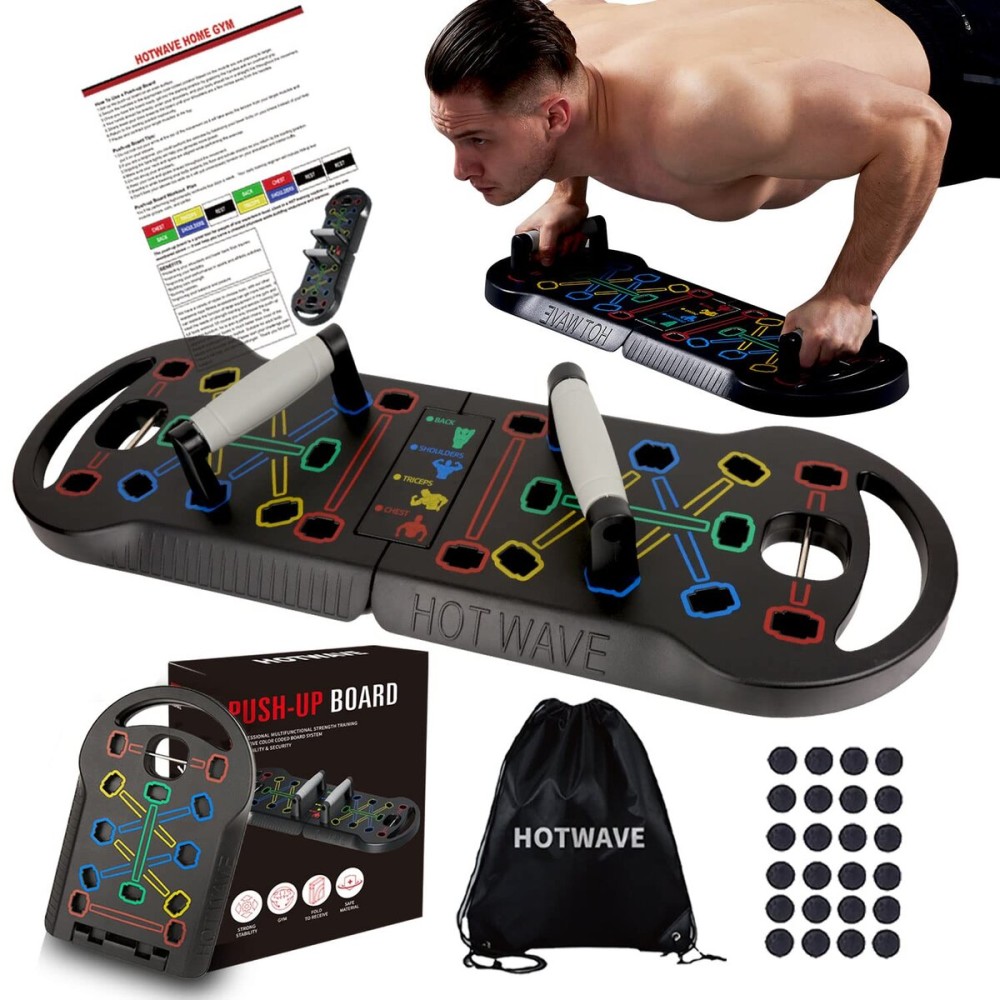 HOTWAVE Push Up Board Fitness,Foldable 20 in 1 Push Up Bar at Home Gym,Pushups Handles for Floor,Portable Workout Equipment HOTWAVE Push Up Board Fitness,Foldable 20 in 1 Push Up Bar at Home Gym,Pushups Handles for Floor,Portable Workout Equipment