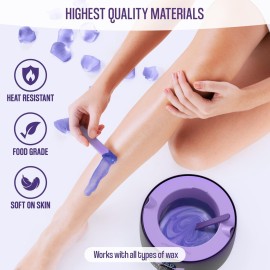 Tress Wellness Wax Warmer Silicone Liner (Purple) - Easy to Clean Silicone Wax Warmer Bowls with 2x Silicone Spatulas Compatible with 16oz Electric Waxing Kit - Silicone Wax Pot melting Wax Bowl
