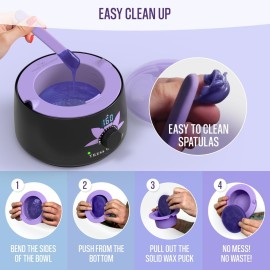 Tress Wellness Wax Warmer Silicone Liner (Purple) - Easy to Clean Silicone Wax Warmer Bowls with 2x Silicone Spatulas Compatible with 16oz Electric Waxing Kit - Silicone Wax Pot melting Wax Bowl