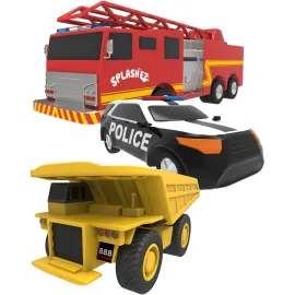 SplashEZ Mold Free Baby Bath Toys, No Hole Bath Toys for Toddlers, Bathtub Cars Set for Kids Ages 1-3, No Mold Floating Water Vehicles Set for Pool, BPA-Free, Safe, Fun, Infant Ages 1 3 6 12 18 Months