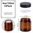 4oz Jars with Lids, Hoa Kinh 12 Pack Amber Glass Jars with Lids Empty Cosmetic Containers Round Airtight Glass Jar with Inner Liners and black Lid for Storing Lotions, Powders, and Ointments