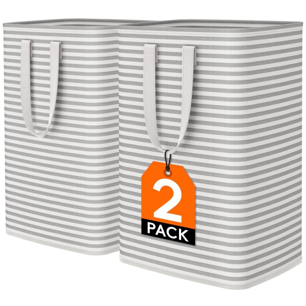 Lifewit 2 Pack Laundry Hamper Large Collapsible Laundry Baskets, Freestanding Waterproof Clothes Hamper with Easy Carry Handles in Laundry Room Bedroom Bathroom College Dorm for Adults, Grey, 2 x 80L Lifewit 2 Pack Laundry Hamper Large Collapsible Laundry Baskets, Freestanding Waterproof Clothes Hamper with Easy Carry Handles in Laundry Room Bedroom Bathroom College Dorm for Adults, Grey, 2 x 80L