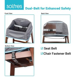 Dual-Belt Baby High Chair Cover, Upgrade Version, for Wooden or Restaurant High Chair, Sturdy and Robust Material, Waterproof Washable Stain and Slip Resistant, Gray Dual-Belt Baby High Chair Cover, Upgrade Version, for Wooden or Restaurant High Chair, Sturdy and Robust Material, Waterproof Washable Stain and Slip Resistant, Gray