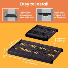 LockerMate Adjust-A-Shelf Locker Shelf, Extends to Fit Your Locker, Easy to Use, Perfect for School, Office, Gym, Black, 2-Pack LockerMate Adjust-A-Shelf Locker Shelf, Extends to Fit Your Locker, Easy to Use, Perfect for School, Office, Gym, Black, 2-Pack