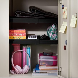 LockerMate Adjust-A-Shelf Locker Shelf, Extends to Fit Your Locker, Easy to Use, Perfect for School, Office, Gym, Black, 2-Pack LockerMate Adjust-A-Shelf Locker Shelf, Extends to Fit Your Locker, Easy to Use, Perfect for School, Office, Gym, Black, 2-Pack