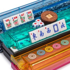 Yellow Mountain Imports American Mahjong Set, Chinoise II with Floral Blue Soft Case - All-in-One Racks with Pushers, Wright Patterson Betting Coins, Dice, & Wind Indicator Yellow Mountain Imports American Mahjong Set, Chinoise II with Floral Blue Soft Case - All-in-One Racks with Pushers, Wright Patterson Betting Coins, Dice, & Wind Indicator