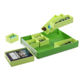 Token Silo Convertible | Store & Organize Board Game Tokens | 9 Removable Trays in 3 Different Sizes | Stackable | Convenient Space-Saving Design | Lime Green Color | Made by Gamegenic (GGS22004ML)
