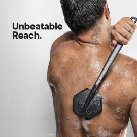 TOOLETRIES Silicone Back Scrubber - Exfoliating Shower Brush, Back Washer for Men, Durable Back Brush with Long Handle - Long Lasting Bath & Shower Accessories - Charcoal TOOLETRIES Silicone Back Scrubber - Exfoliating Shower Brush, Back Washer for Men, Durable Back Brush with Long Handle - Long Lasting Bath & Shower Accessories - Charcoal