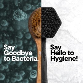 TOOLETRIES Silicone Back Scrubber - Exfoliating Shower Brush, Back Washer for Men, Durable Back Brush with Long Handle - Long Lasting Bath & Shower Accessories - Charcoal TOOLETRIES Silicone Back Scrubber - Exfoliating Shower Brush, Back Washer for Men, Durable Back Brush with Long Handle - Long Lasting Bath & Shower Accessories - Charcoal