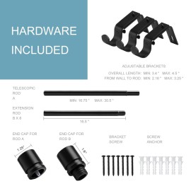 Byondeth Curtain Rods for Windows 16 to 144 Inches Adjustable Length 1 Inch Diameter Window Curtain Rod with Aluminium Finials, Black Byondeth Curtain Rods for Windows 16 to 144 Inches Adjustable Length 1 Inch Diameter Window Curtain Rod with Aluminium Finials, Black