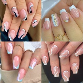 UNA GELLA Short Square Fake Nails 216pcs Short Square Press on Nails Pre-shape Gel Nail Tips for Full Cover Acrylic Nails False Nails For Nail Extension Home DIY Nail Salon 12 Sizes Gelly Tips