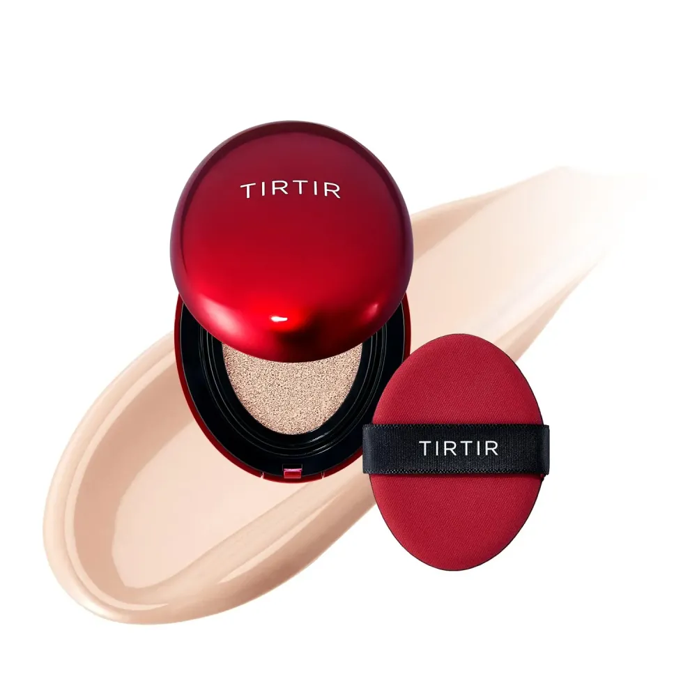 [*Mini Size*] TIRTIR Mask Fit Red Cushion Foundation | Full coverage, Weightless, Skin fit, Satin Glow Finish, Korean Makeup Cushion Foundation (17C Porcelain, 0.15 Fl Oz)