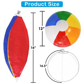 Lamnhin 16\'\' Beach Balls for Kids - 3 Pack Beach Ball Bulk Inflatable Pool Beach Balls Bulk Hawaiian Tropical Theme Party Decorations Favors Supplies