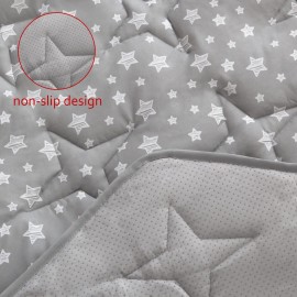 Hexagon Playpen Mat Compatible with POP \'N GO Baby Playpen, 59 Inch Hexagon Mattress Pad, Non Slip and Cushion Play Mat Grey with Star Print Hexagon Playpen Mat Compatible with POP \'N GO Baby Playpen, 59 Inch Hexagon Mattress Pad, Non Slip and Cushion Play Mat Grey with Star Print
