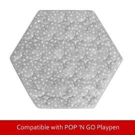 Hexagon Playpen Mat Compatible with POP \'N GO Baby Playpen, 59 Inch Hexagon Mattress Pad, Non Slip and Cushion Play Mat Grey with Star Print Hexagon Playpen Mat Compatible with POP \'N GO Baby Playpen, 59 Inch Hexagon Mattress Pad, Non Slip and Cushion Play Mat Grey with Star Print