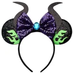 RAZKO Minnie Ears Headband, Sequin Devil Horn Mouse Ears for Women Girls - Flaming Maleficent