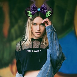 RAZKO Minnie Ears Headband, Sequin Devil Horn Mouse Ears for Women Girls - Flaming Maleficent RAZKO Minnie Ears Headband, Sequin Devil Horn Mouse Ears for Women Girls - Flaming Maleficent