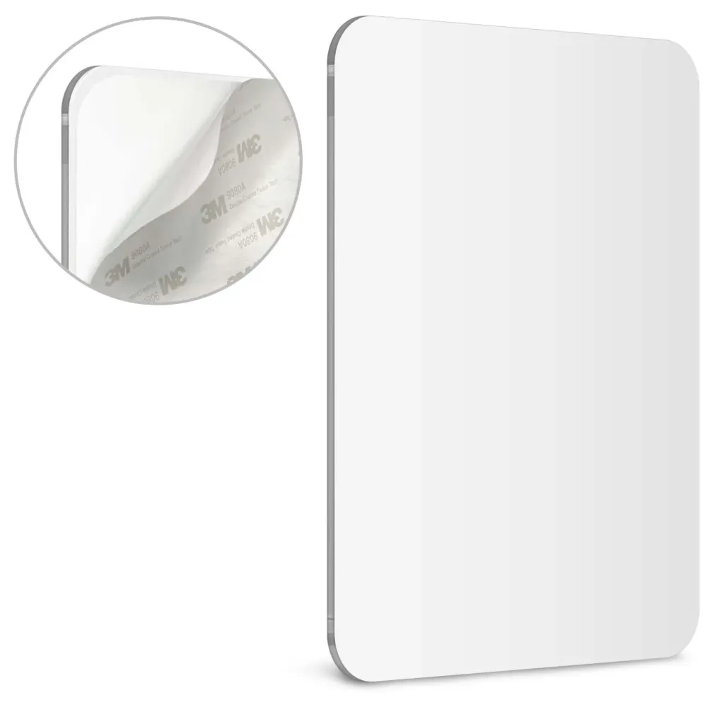 Mavoro Shaving Mirror for Shower - 3M Adhesive Shower Mirror. 7x9in Acrylic Mirror - Unbreakable, Less Fogging. Sleek Frameless, Peel and Stick, Glassless Safety Kids Mirror