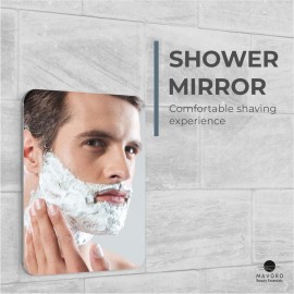 Mavoro Shaving Mirror for Shower - 3M Adhesive Shower Mirror. 7x9in Acrylic Mirror - Unbreakable, Less Fogging. Sleek Frameless, Peel and Stick, Glassless Safety Kids Mirror