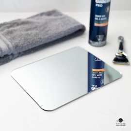Mavoro Shaving Mirror for Shower - 3M Adhesive Shower Mirror. 7x9in Acrylic Mirror - Unbreakable, Less Fogging. Sleek Frameless, Peel and Stick, Glassless Safety Kids Mirror