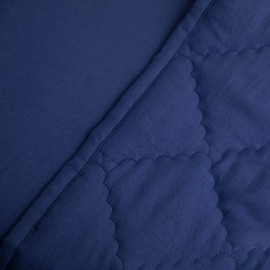FLXXIE 4 Pieces Toddler Bedding Set, Soft and Breathable Microfiber Crib Sheet Set, Includes Quilted Comforter, Flat Top Sheet, Fitted Sheet, Envelope Pillow Case for Boys and Girls, Navy Blue FLXXIE 4 Pieces Toddler Bedding Set, Soft and Breathable Microfiber Crib Sheet Set, Includes Quilted Comforter, Flat Top Sheet, Fitted Sheet, Envelope Pillow Case for Boys and Girls, Navy Blue