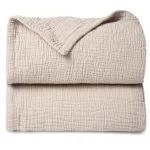 Lulu moon Muslin Quilt Blanket, Crib Blanket for Baby and Toddler,47x47 Inches(Ivory)