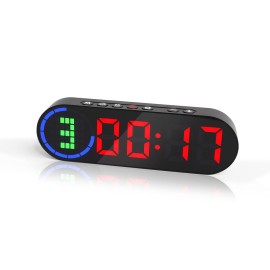 LUCORB Portable Gym Timer for Home Gym Interval Timer for Workout with Time Progress Bar/Rounds, Workout Clock for Boxing HIIT Tabata Emom Fitness Rechargeable Battery Powered
