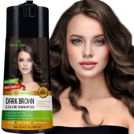 Herbishh Hair Color Shampoo for Gray Coverage - Enriched Formula with Conditioner - Long Lasting & DIY (DARK BROWN) Herbishh Hair Color Shampoo for Gray Coverage - Enriched Formula with Conditioner - Long Lasting & DIY (DARK BROWN)