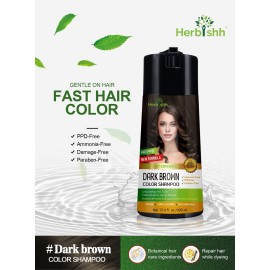 Herbishh Hair Color Shampoo for Gray Coverage - Enriched Formula with Conditioner - Long Lasting & DIY (DARK BROWN) Herbishh Hair Color Shampoo for Gray Coverage - Enriched Formula with Conditioner - Long Lasting & DIY (DARK BROWN)