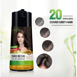 Herbishh Hair Color Shampoo for Gray Coverage - Enriched Formula with Conditioner - Long Lasting & DIY (DARK BROWN) Herbishh Hair Color Shampoo for Gray Coverage - Enriched Formula with Conditioner - Long Lasting & DIY (DARK BROWN)