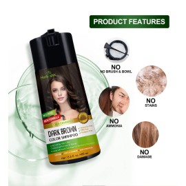 Herbishh Hair Color Shampoo for Gray Coverage - Enriched Formula with Conditioner - Long Lasting & DIY (DARK BROWN) Herbishh Hair Color Shampoo for Gray Coverage - Enriched Formula with Conditioner - Long Lasting & DIY (DARK BROWN)