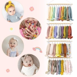 POVETIRE Headband Holder for Girls Baby Headband Organizer Head Bands Hair Accessories Display Organizer Wall Hanging Decor for Nursery Toddler Girl Room