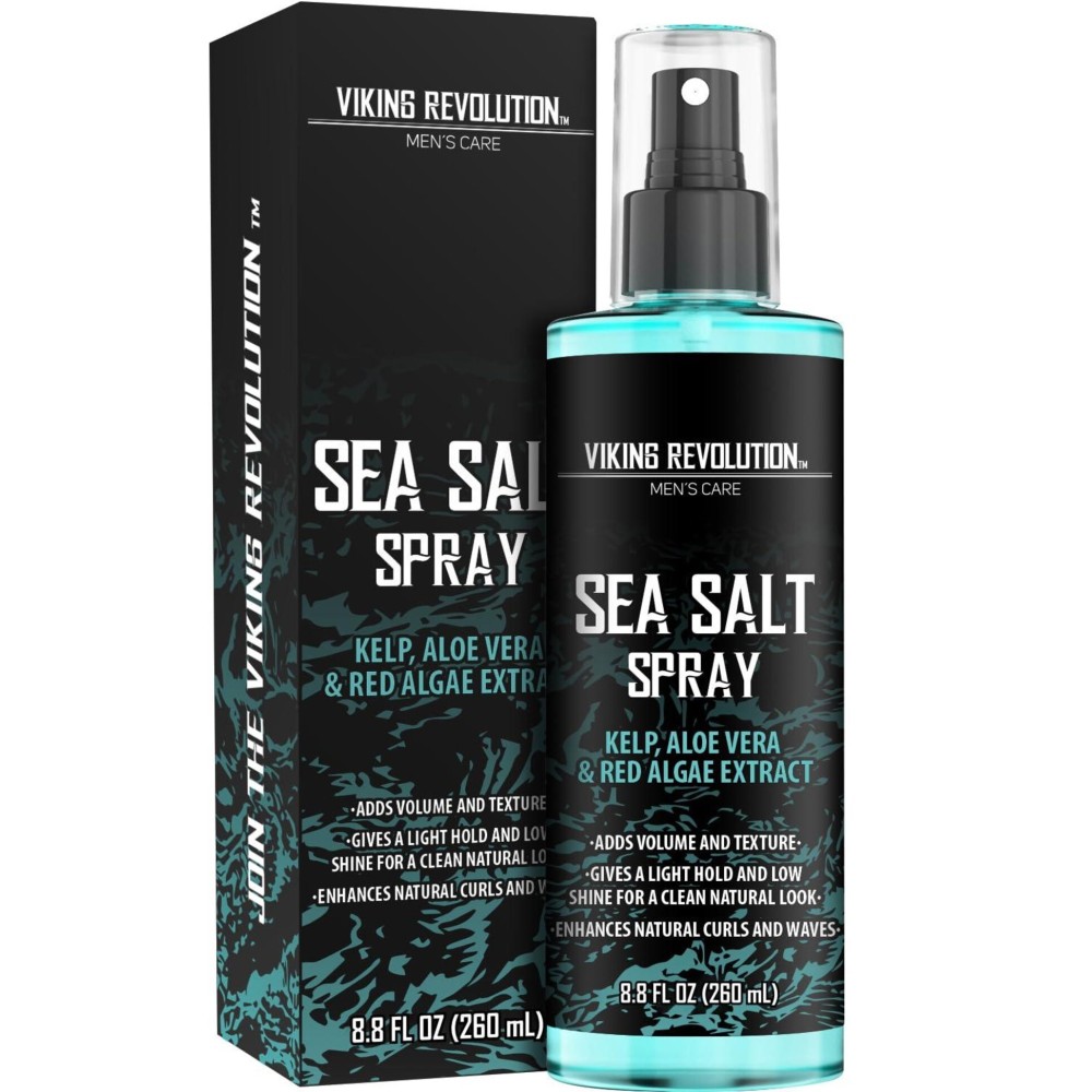 Viking Revolution Sea Salt Spray for Hair Men - Hair Texturizing Spray with Kelp, Aloe Vera and Red Algae Extract - Surf Spray to Add Volume and Texture Sea Salt Spray for Men Beach Hair Spray - 8.8oz Viking Revolution Sea Salt Spray for Hair Men - Hair Texturizing Spray with Kelp, Aloe Vera and Red Algae Extract - Surf Spray to Add Volume and Texture Sea Salt Spray for Men Beach Hair Spray - 8.8oz
