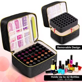 DreamGenius Nail Polish Organizer Case Holds 42 Bottles, Portable Double-Layer Nail Polish Storage Bag with Adjustable Dividers for Manicure Tools, Black DreamGenius Nail Polish Organizer Case Holds 42 Bottles, Portable Double-Layer Nail Polish Storage Bag with Adjustable Dividers for Manicure Tools, Black