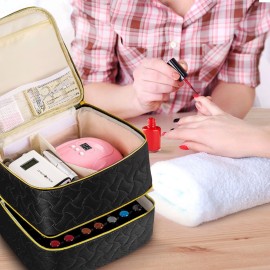 DreamGenius Nail Polish Organizer Case Holds 42 Bottles, Portable Double-Layer Nail Polish Storage Bag with Adjustable Dividers for Manicure Tools, Black DreamGenius Nail Polish Organizer Case Holds 42 Bottles, Portable Double-Layer Nail Polish Storage Bag with Adjustable Dividers for Manicure Tools, Black