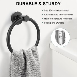 SetSail Towel Holder for Bathroom Wall Matte Black Towel Ring 304 Stainless Steel Hand Towel Holder Heavy Duty Towel Hanger for Bath, Kitchen SetSail Towel Holder for Bathroom Wall Matte Black Towel Ring 304 Stainless Steel Hand Towel Holder Heavy Duty Towel Hanger for Bath, Kitchen