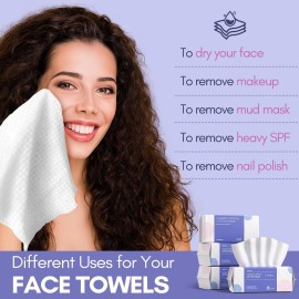 PoeticEHome Extra Thick Face Towels Disposable | Cotton Soft Dry Wipes Biodegradable for Facial Cleansing & Makeup Remover (4 Pack) PoeticEHome Extra Thick Face Towels Disposable | Cotton Soft Dry Wipes Biodegradable for Facial Cleansing & Makeup Remover (4 Pack)