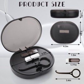 LONGMON New Double-layer Retainer Storage Case with Belt Chewing,Removal Tool,Cleaning Brush,Built in Mirror Orthodontic Retainer Case,Mouth Guard Case,Denture Case