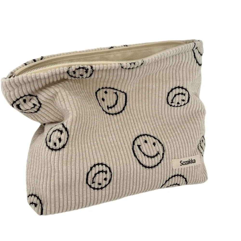 Cosmetic Bags for Women - Corduroy Cosmetic Bag Aesthetic Women Handbags Purses Smile Dots Makeup Organizer Storage Makeup Bag Girls Case Bags (Beige) Cosmetic Bags for Women - Corduroy Cosmetic Bag Aesthetic Women Handbags Purses Smile Dots Makeup Organizer Storage Makeup Bag Girls Case Bags (Beige)