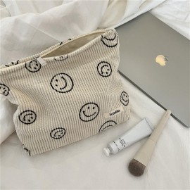 Cosmetic Bags for Women - Corduroy Cosmetic Bag Aesthetic Women Handbags Purses Smile Dots Makeup Organizer Storage Makeup Bag Girls Case Bags (Beige) Cosmetic Bags for Women - Corduroy Cosmetic Bag Aesthetic Women Handbags Purses Smile Dots Makeup Organizer Storage Makeup Bag Girls Case Bags (Beige)
