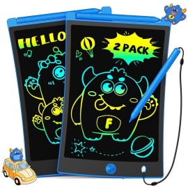 TEKFUN 2 Pack LCD Writing Tablet with Stylus, 8.5in Erasable Doodle Board Mess Free Drawing Pad for Kids, Car Trip Educational Toys Birthday Christmas Gift for 3 4 5 6 7 Girls Boys (2*Blue)