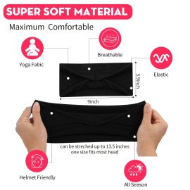 RITOPER Black Workout Yoga Headbands for Women,6 Pack Wide Elastic Thick Headbands for Running Athletic, Non Slip Stretchy Sweat Head Bands Hair Bands (Solid Headband)