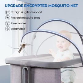 Beberoad Love Bassinet Cover Mosquito Net Cover with 2-Way Zipper Mosquito Net for Bassinet/Bedside Sleeper/Travel Crib (White)