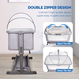 Beberoad Love Bassinet Cover Mosquito Net Cover with 2-Way Zipper Mosquito Net for Bassinet/Bedside Sleeper/Travel Crib (White)