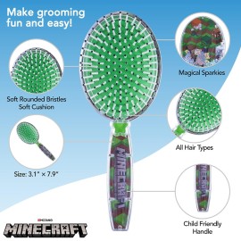 Minecraft Hair Brush With Magical Sparkling Cubes - Green Confetti Brush for Boys Ages 3+ Minecraft Hair Brush With Magical Sparkling Cubes - Green Confetti Brush for Boys Ages 3+