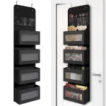 Over Door Organizer with 4 Large Capacity Pockets, Hanging Organizer Storage for Closet Bathroom Nursery Bedroom Dorm, Toys Cosmetics Sundries and Baby Essentials, Black