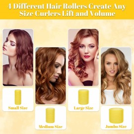 Self Grip Hair Rollers Curlers Set 36Pcs, Hair Roller Sets 4 Sizes (Jumbo, Large, Medium, Small) with Clips for Long Medium Short Thick Fine Thin Hair Volume Self Grip Hair Rollers Curlers Set 36Pcs, Hair Roller Sets 4 Sizes (Jumbo, Large, Medium, Small) with Clips for Long Medium Short Thick Fine Thin Hair Volume
