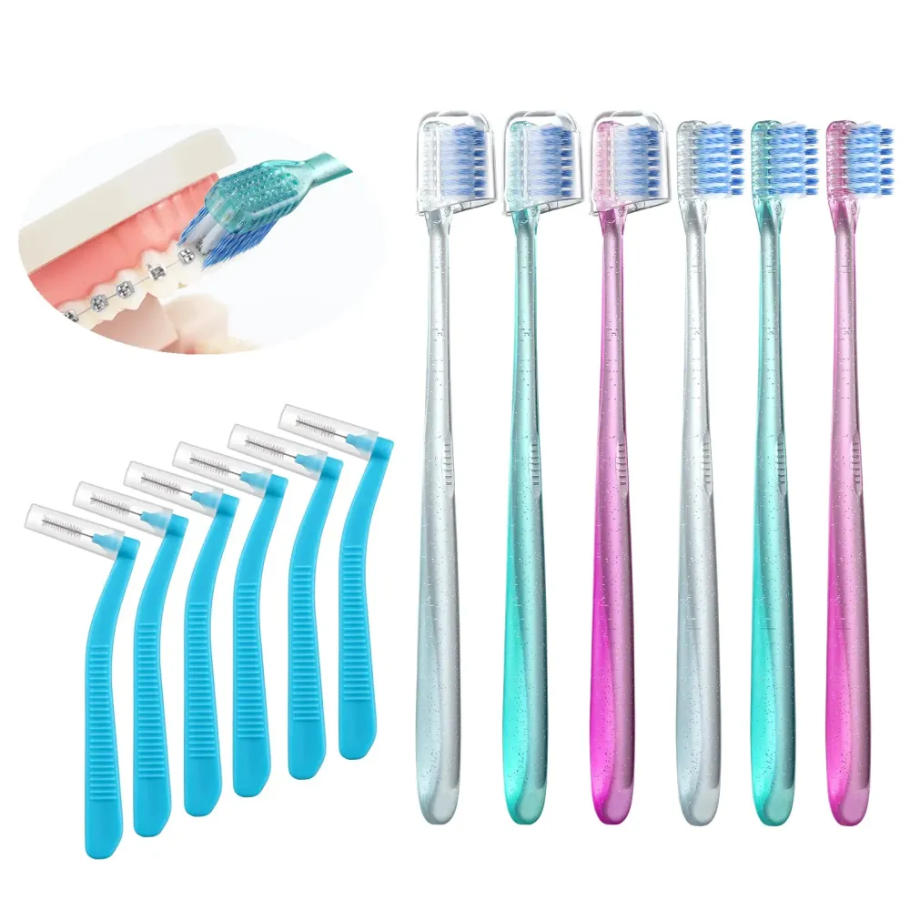 Fregum V-Shaped Orthodontic Toothbrush for Braces, with 6 Interdental Brushes, Soft Bristles, 6 Count Fregum V-Shaped Orthodontic Toothbrush for Braces, with 6 Interdental Brushes, Soft Bristles, 6 Count