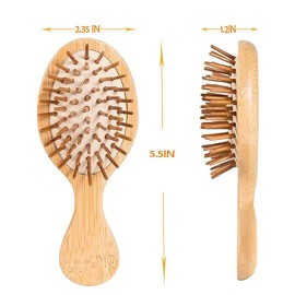 Sofmild Mini Travel Bamboo Hair Brush for Women/Men/Kids - Anti-Static Small Detangling Brush Glide Through Tangles with Ease